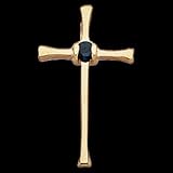 14k Yellow Gold Cross Pendant with Sapphire