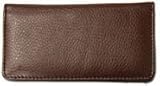 Dark Brown Textured Leather Checkbook Cover