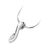 14K White Gold Created Moissanite Pendant Slide On 18 Inch Round Snake Chain