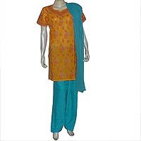 Casual Dresses Indian Cotton Salwar Kameez Short Sleeve Chikan Embroidery Size S (slk407)