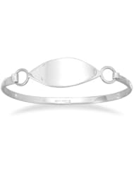 Childrens Marquise Shape Engravable Bangle in Sterling Silver