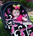 Infant Car Seat Snuggler - Gracie May (Black and Pink)