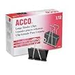 ACCO Binder Clips, Large, 2'' width, 1-1/16 Cap, Black/Silver - 12 per box