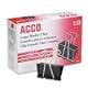ACCO Binder Clips, Large, 2'' width, 1-1/16 Cap, Black/Silver - 12 per box