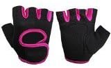 PINGORA Women's Men's Padded Grip Fingerless Gym Gloves Cross Training Bodybuilding Fitness Workout (ROSE, S)