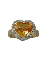 Natural Yellow Hs Sapphire with 0.44 Cttw. Diamonds in 18ky Gold