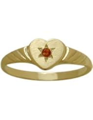 14 Karat Yellow Gold Genuine Garnet Heart Solitaire Baby Ring