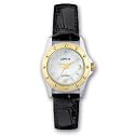 Lorus Women's Black Leather Watch, Diamond, LR3342, SPECIAL, Mother of Pearl Dial