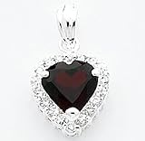 Sterling Silver Garnet & CZ (Cubic Zirconia) Pendant