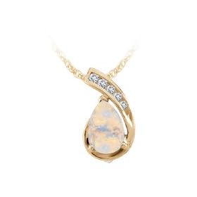 Opal and Diamond Fashion Pendant in 10K Yellow Gold by 