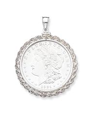 Sterling Silver 38.2 x 2.8mm Rope Coin Bezel Pendant QBR3"