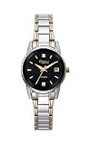 Caravelle Diamond Two-tone Bracelet Black Dial Women's watch #45P106