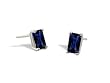 14K White Gold Genuine Emerald-cut Sapphire Stud Earrings
