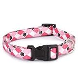 Casual Canine Pooch Patterns Pink Argyle Nylon Dog Collar- 18-26 length x 1 width