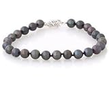 6 - 6.5mm Cultured Round Black Pearl Bracelet 14K White Gold