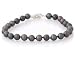6 - 6.5mm Cultured Round Black Pearl Bracelet 14K White Gold