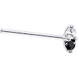 18 Gauge Straight Fishtail 3/4 - 14K White Gold Black 1.5mm CZ Marquise Nose Ring