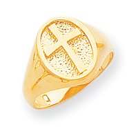 14k Polished Eternal Life Cross Ring - Size 7 - JewelryWeb