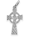 14 Karat White Gold Celtic Cross with 16 Inch Chain