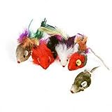 Paw Pals Assorted Short and Long Hair Furry Mice Cat Toys 6-pack