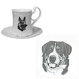 Greater Swiss Mountain Dog Cup and Saucer, Porcelain by Rosalinde