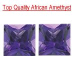 2.00 Cts of 6 mm Princess Matching Loose Amethyst ( 2 pcs set ) Gemstones