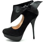 Bamboo Colada83 Royal Black Satin Bow Platform Pump Styleupgirl