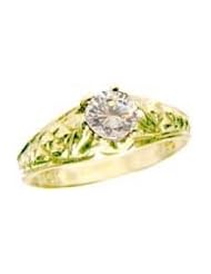 14k Yellow Gold, Mini Size Baby Ring with Brilliant Lab Created Gem Band Design