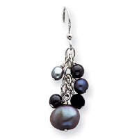 Sterling Silver Gray Cultured Pearls & Onyx Dangle Earrings