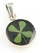 Black Four Leaf Clover Small Round Pendant