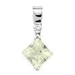 14K White Gold Prasiolite (Green Amethyst) and Diamond Pendant