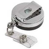 ID Card Reel, Belt Clip, 25, 12/BX, Black/Chrome