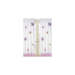 Pink and Purple Butterfly Window Treatment Panel - Set of 2