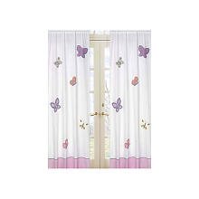 Pink and Purple Butterfly Window Treatment Panel - Set of 2