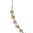SILVER FLORAL NECKLACE WITH GREEN/ORANGE CZ 16"
