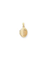 18in Gold-plated Small .01 Ct. Diamond Oval Locket Necklace