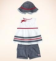 3 Piece Autograph Pure Cotton Dress Shorts Hat Outfit