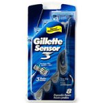 Gillette Sensor3 Disposable Razors with Sensitive and Aloe Lubrastrip, 8-Count Packages (Pack of 2)