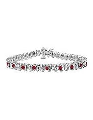 Ruby and Diamond Tennis Bracelet : 14K White Gold - 5.00 CT TGW