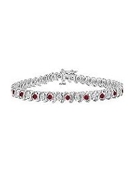 Ruby and Diamond Tennis Bracelet : 18K White Gold - 4.00 CT TGW