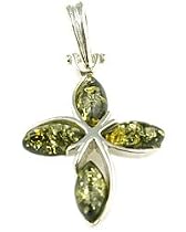 Small Green Amber Cross Pendant