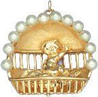 Baby in Crib, 14K Gold Charm