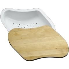 KOHLER K-3292-0 Colander/Cutting Board Fits 9-1/4-Inch X 15-3/8-Inch Basin, White
