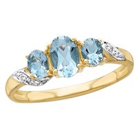10kt. Gold  Aquamarine & Diamond Fashion Ring