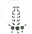 Girls Jewelry Set Silver Black Onyx Earrings and Ring (gnklcs283)