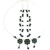 Girls Jewelry Set - Sterling Silver and Black Onyx Gemstones(gnklcs283) by Girls