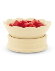 Candle Warmers Etc. Ceramic Candle Warmer and Dish, Cream Embossed