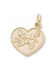 Rembrandt Charms, I Love You Charm in Solid Sterling Silver or Gold, Engravable
