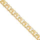 10k Solid Double Link Charm Bracelet - 7 Inch