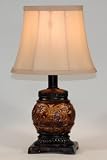 Small Dark Red & Golden Oval Accent Table Lamp